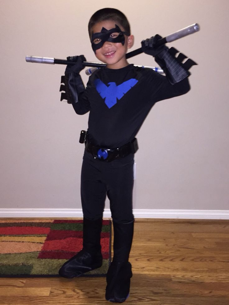Nightwing Costume DIY
 Handmade child Nightwing Costume with Escrima sticks