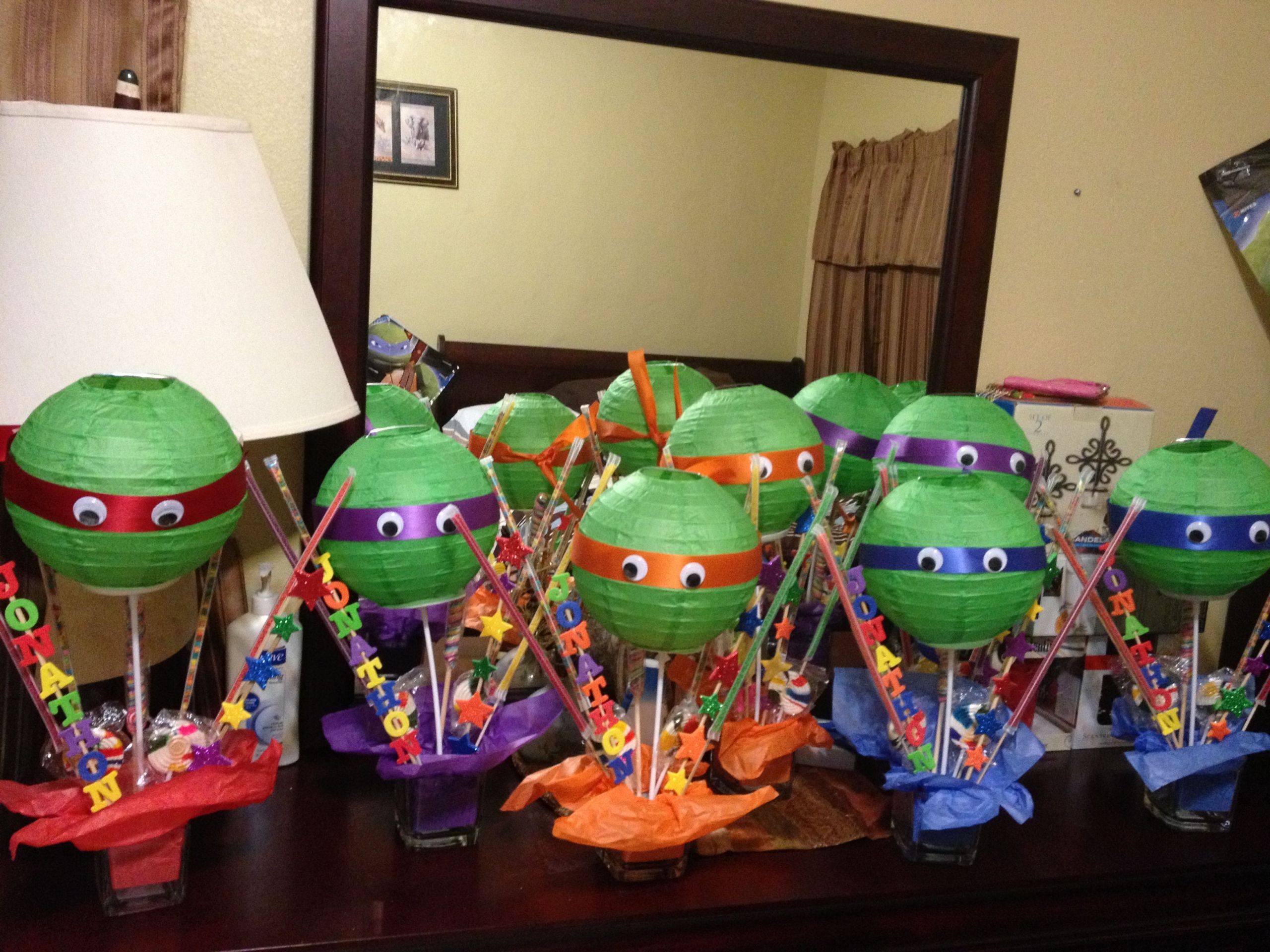 Ninja Turtle Birthday Decorations
 DIY centerpieces for Ninja Turtle Party