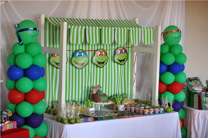 Ninja Turtle Birthday Party Decorations
 Kara s Party Ideas Ninja Turtle themed birthday party via