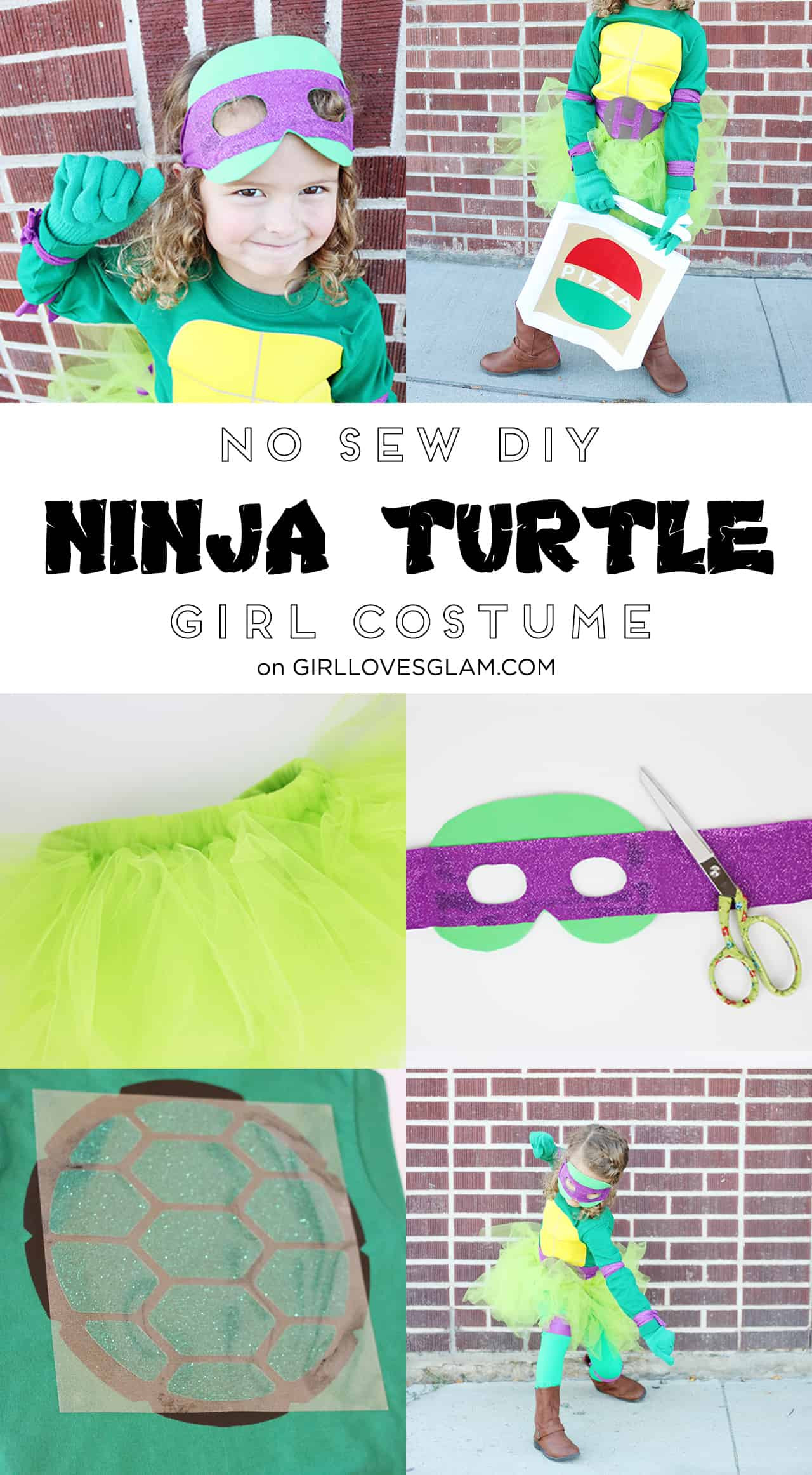 Ninja Turtle Masks DIY
 DIY No Sew Ninja Turtle Costume for Girls Girl Loves Glam