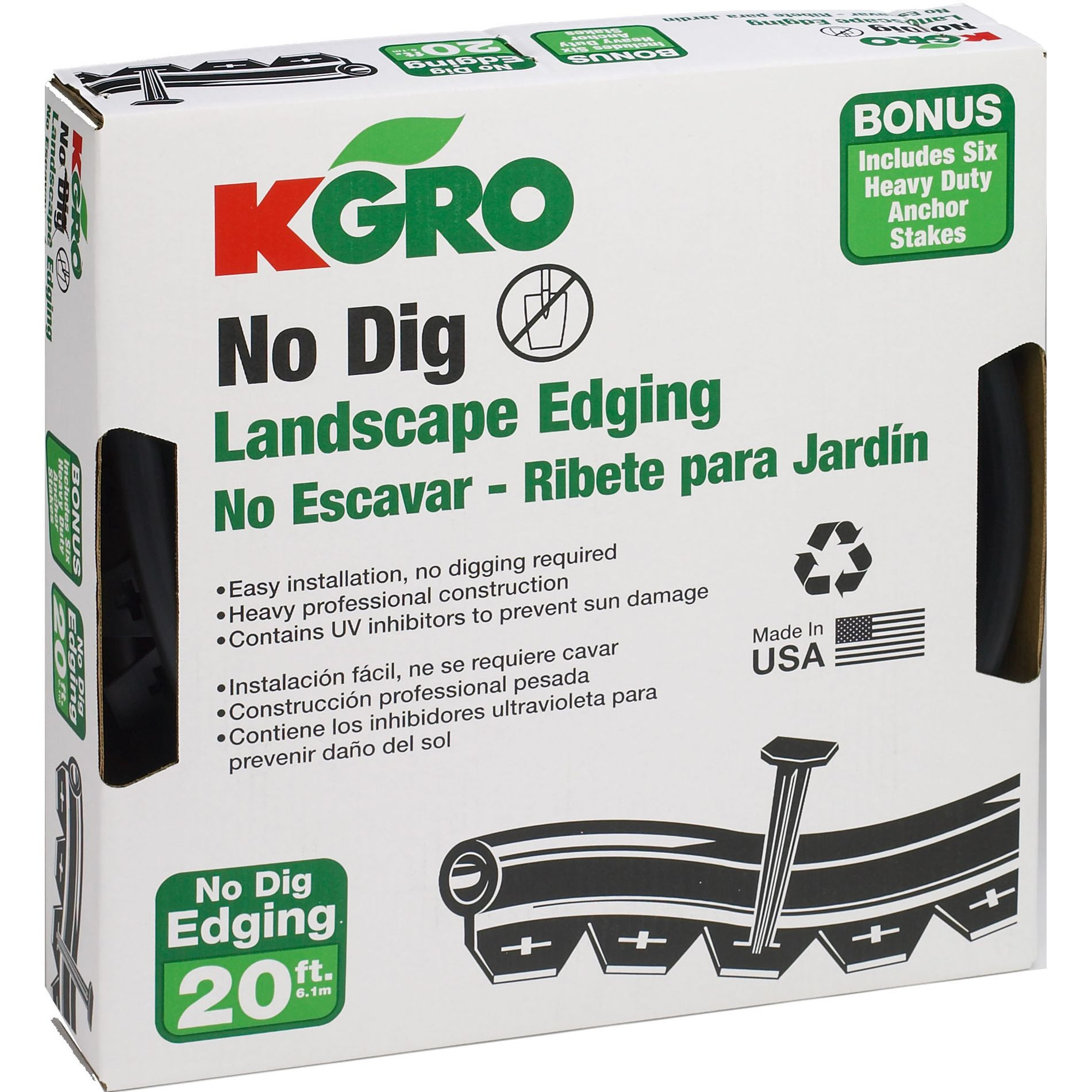No Dig Landscape Edging
 Kgro No Dig 20 Landscape Edging Includes 6 Anchor