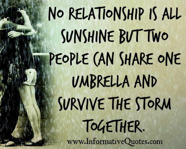 No Relationship Quotes
 No relationship is all sunshine Informative Quotes