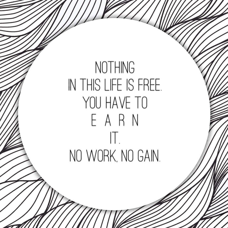 Nothing In Life Is Free Quote
 Nothing in this life is free You have to EARN it No work