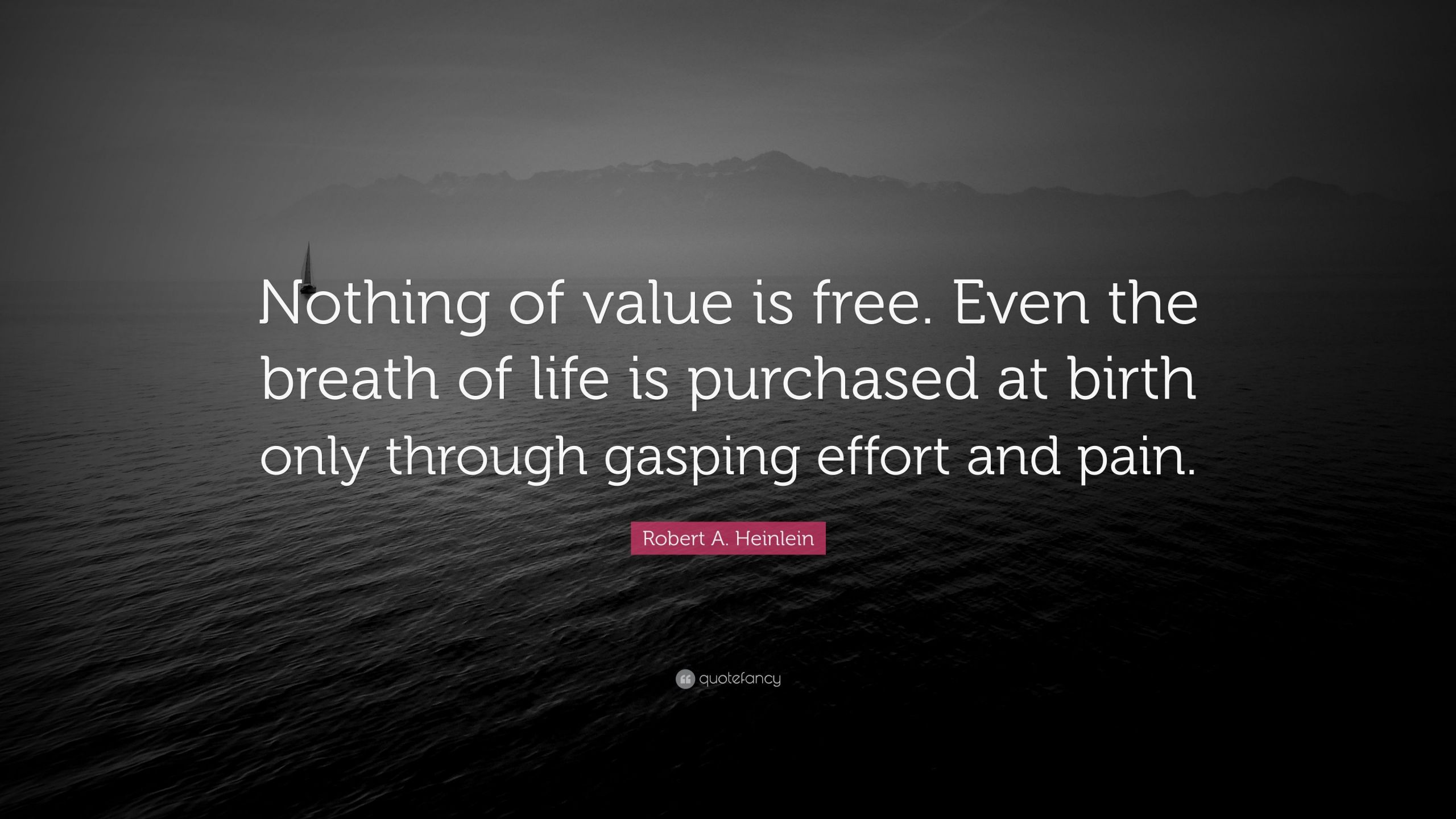 Nothing In Life Is Free Quote
 Robert A Heinlein Quote “Nothing of value is free Even