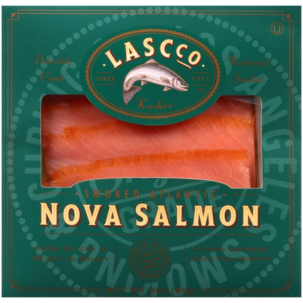 Nova Smoked Salmon
 Lascco Nova Smoked Atlantic Salmon 3 oz from Safeway