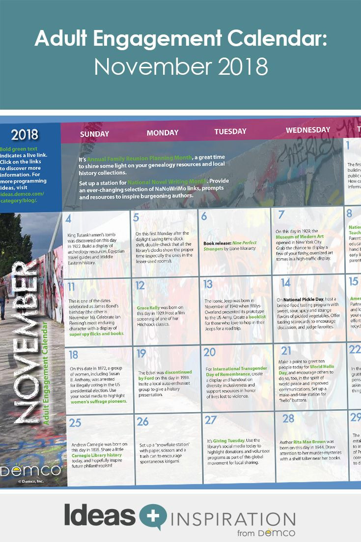 November Activities For Adults
 Adult Activity Calendar November 2018