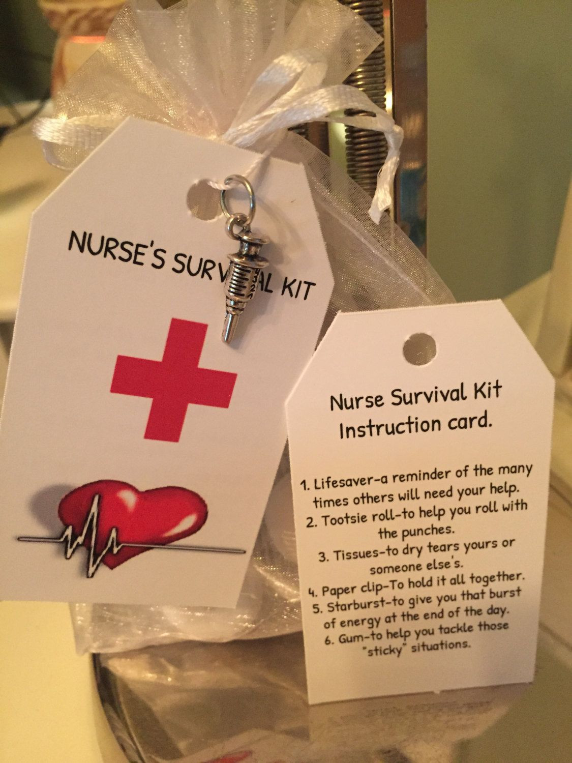 Nurses Week Gifts DIY
 Nurse Survival Kit Contact me at favor4loveboutique gmail