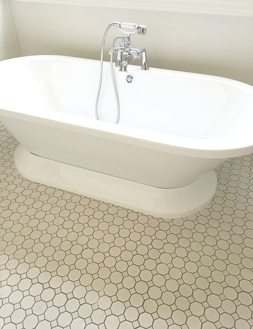 Octagon Bathroom Tile
 Love this classic white octagon mosaic floor tile