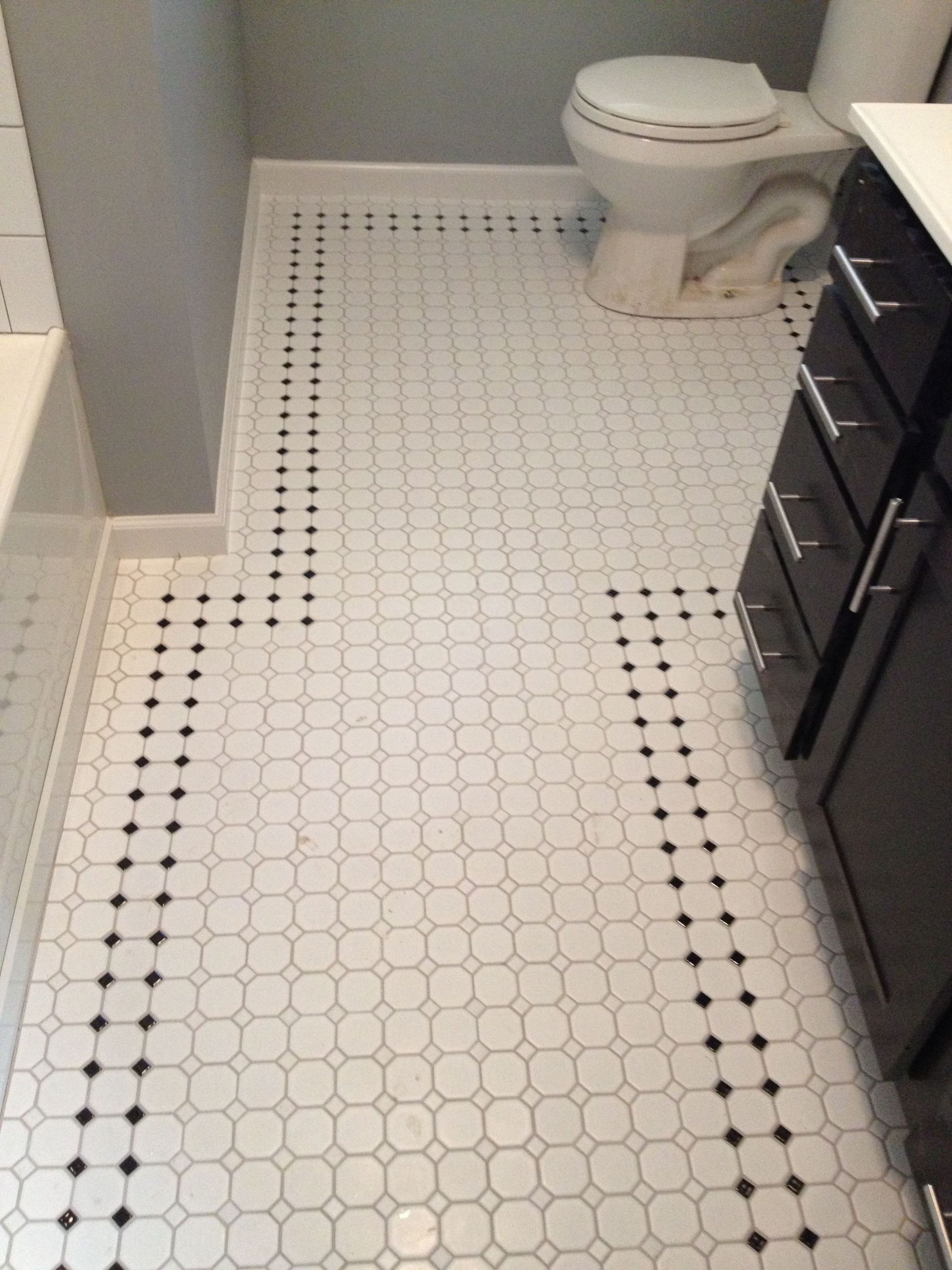 Octagon Bathroom Tile
 Retro inspired octagon and dot bathroom floor tile