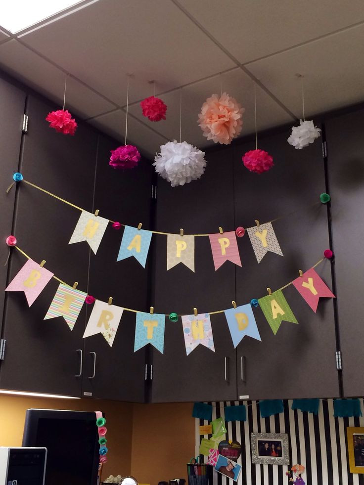 Office Birthday Decoration Ideas
 58 best Birthday Cubicle Decorations images on Pinterest