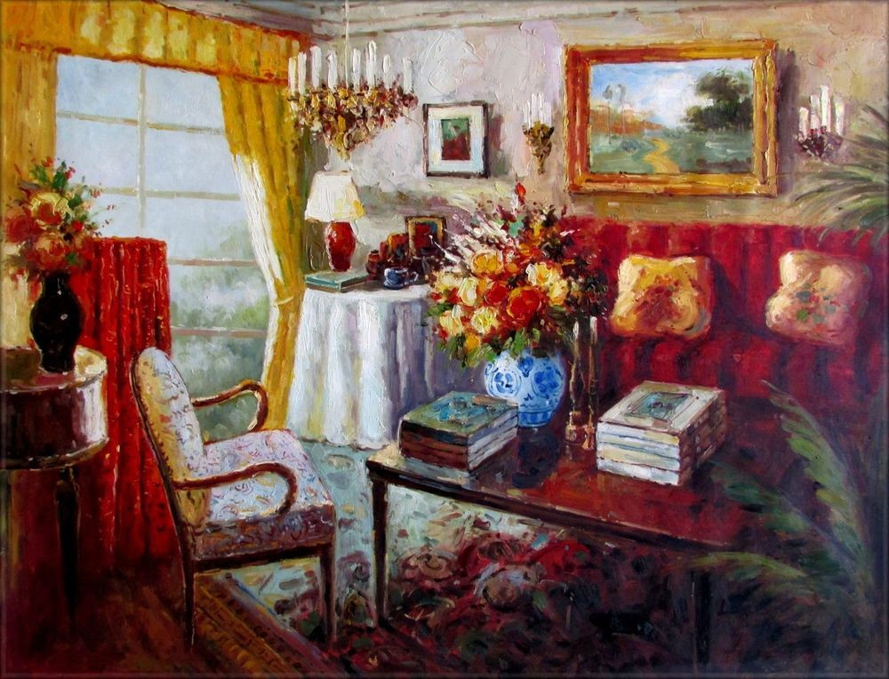 Oil Painting For Living Room
 Extra Living Room with French Window Hand Painted