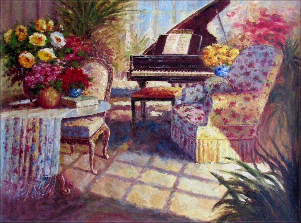 Oil Painting For Living Room
 Extra Living Room with a Grand Piano Hand Painted