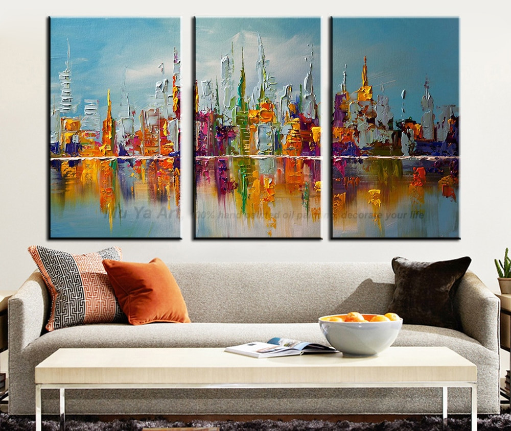 Oil Painting For Living Room
 Aliexpress Buy 3 panel wall art abstract handmade