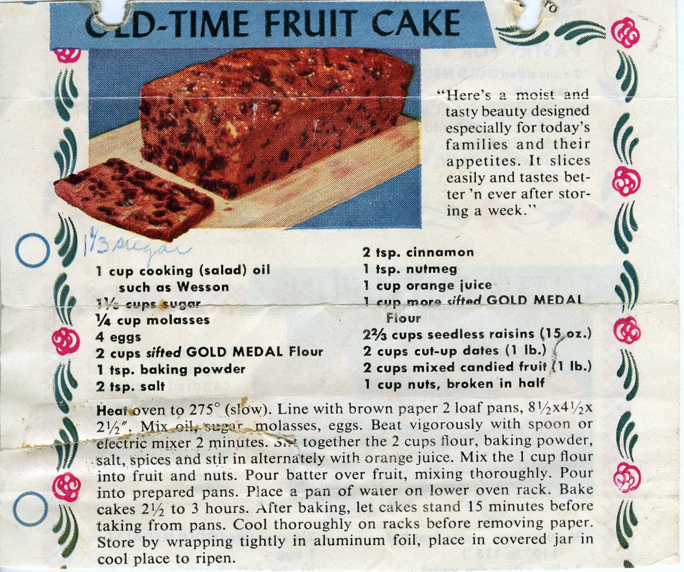 Old Fashioned Fruitcake Recipe
 Old Time Fruit Cake