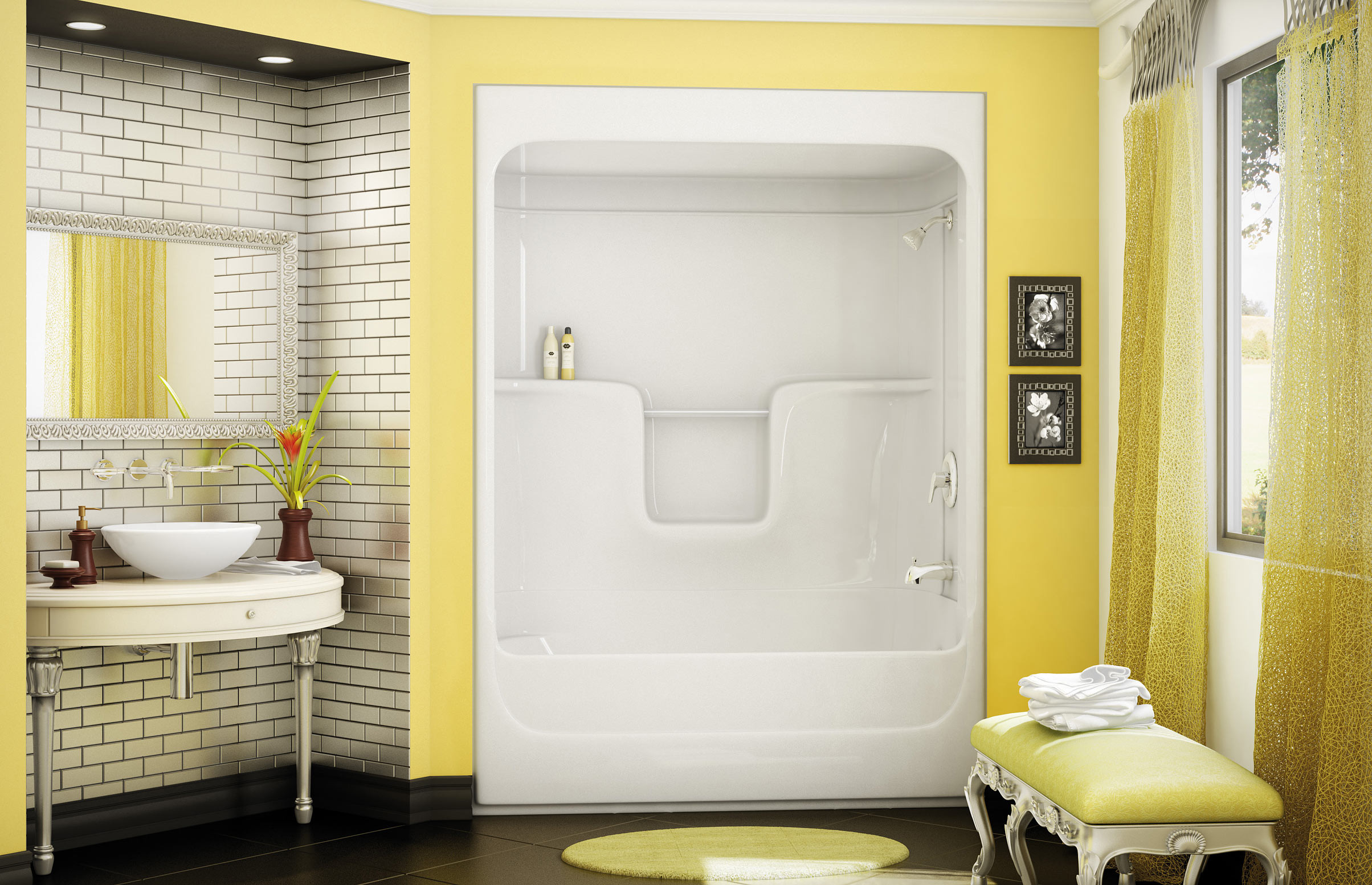 One Piece Bathroom Shower
 e Piece Shower Units with Seat Shelves and Tub