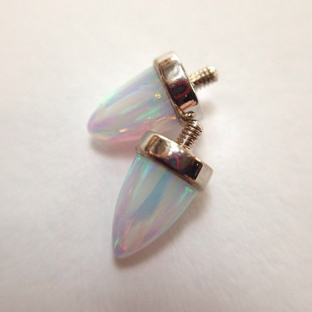 Opal Body Jewelry
 Opal Bullets 10 3300 14k White Gold 14g White Opal