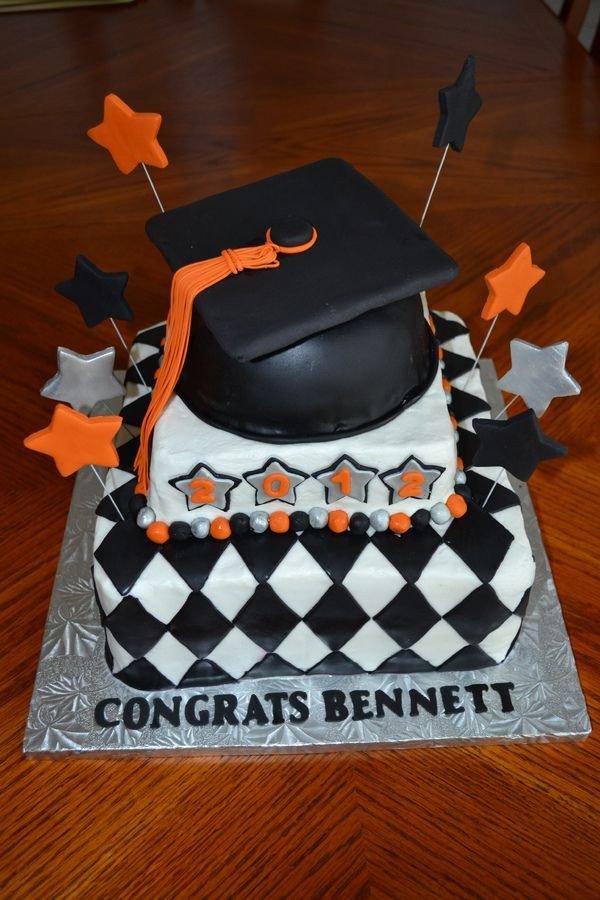 Orange And Black Graduation Party Ideas
 Black & Orange Graduation Cake — Graduation