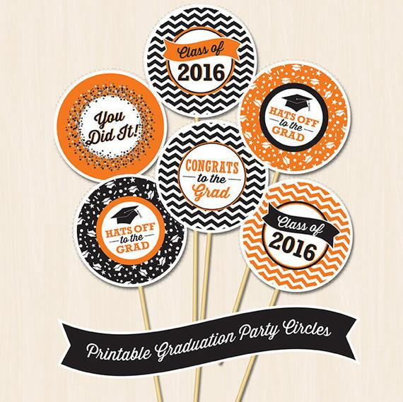 Orange And Black Graduation Party Ideas
 Graduation Party Circles PRINTABLE Black and by