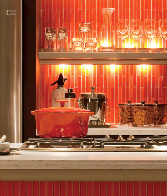 Orange Backsplash Kitchen
 Bold Orange Backsplash Contemporary Kitchen other