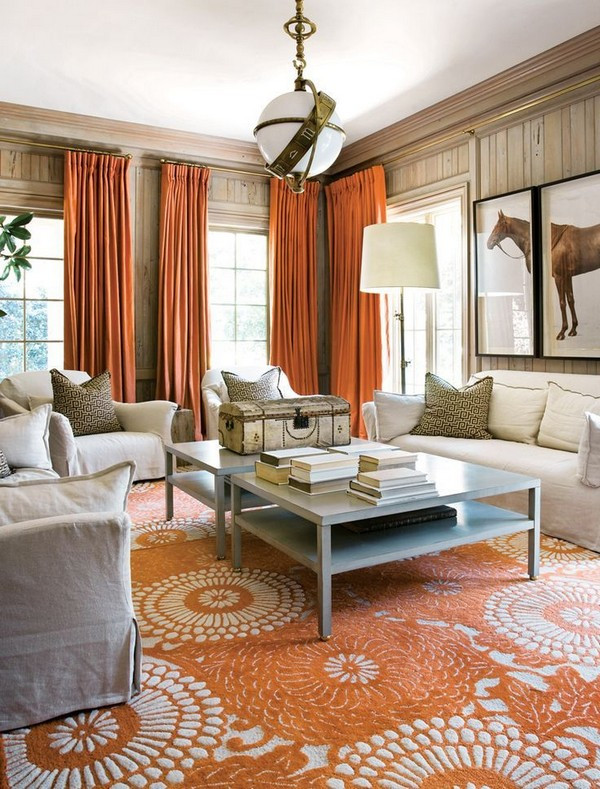 Orange Curtains For Living Room
 Orange Color in Interior Design