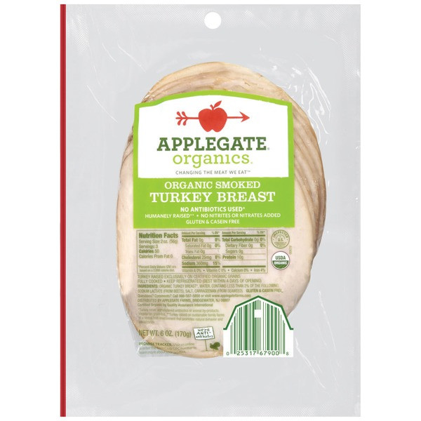 Organic Whole Turkey
 Applegate Organic Smoked Turkey Breast 6 oz from Whole