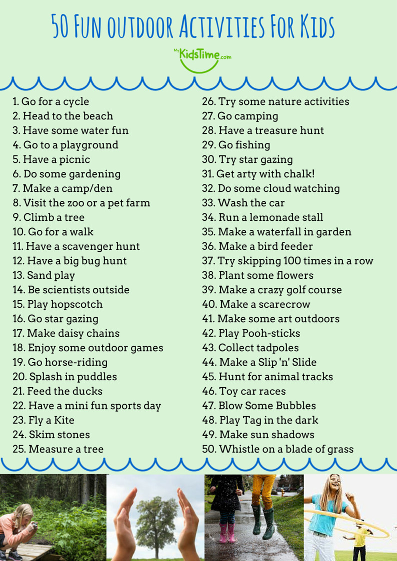 Outdoor Activities For Kids
 50 Fun Outdoor Activities For Kids Checklist