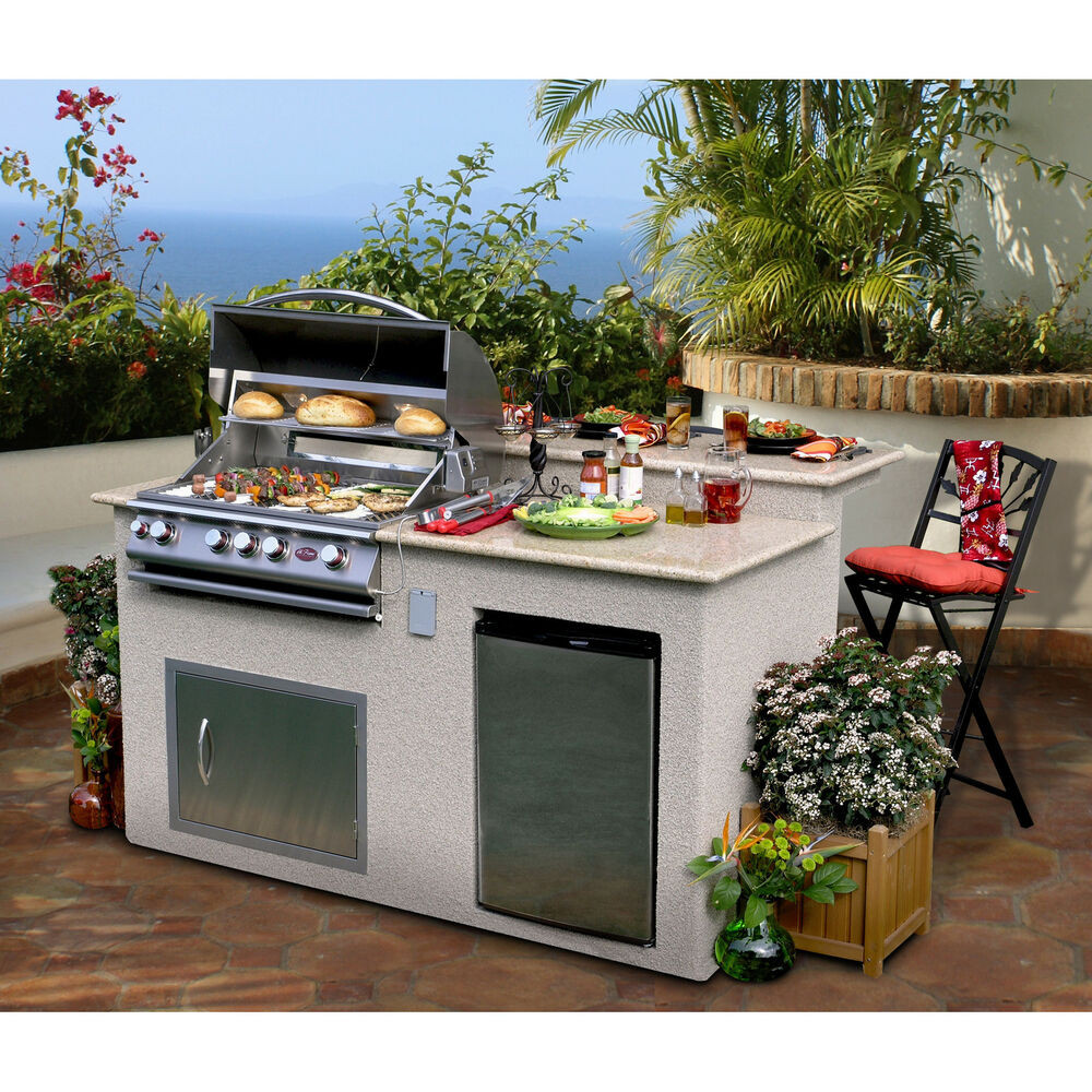 Outdoor Barbecue Kitchen
 Cal Flame Outdoor Kitchen 4 Burner Barbecue Grill Island