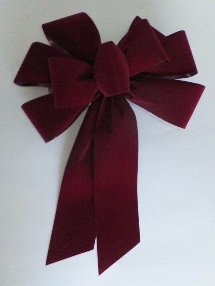 Outdoor Christmas Ribbon
 10 10" Hand Made Christmas Bows Burgundy Velvet In