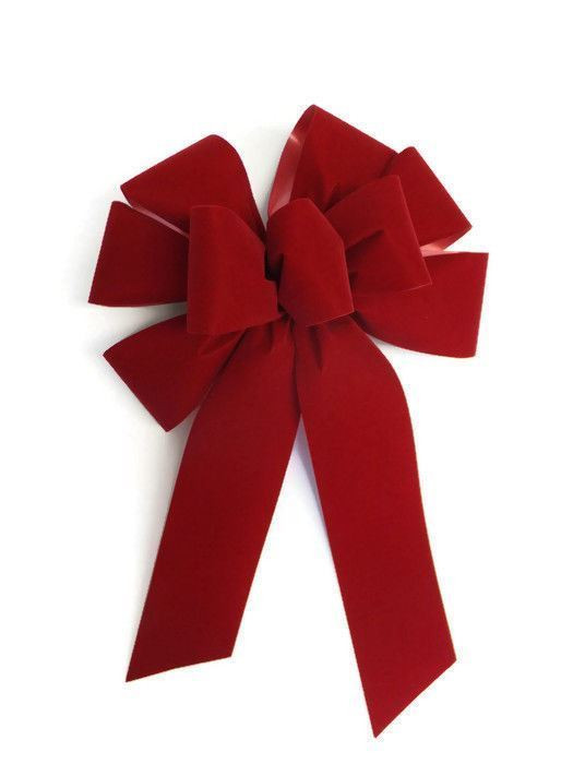 Outdoor Christmas Ribbon
 3 10" Hand Made Christmas Bows Brick Red Velvet In