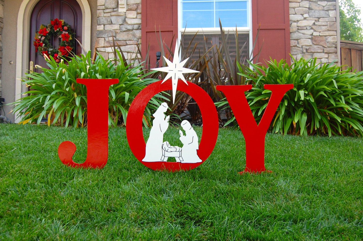 Outdoor Christmas Signs
 JOY Nativity Outdoor Holiday Christmas Yard Art Sign