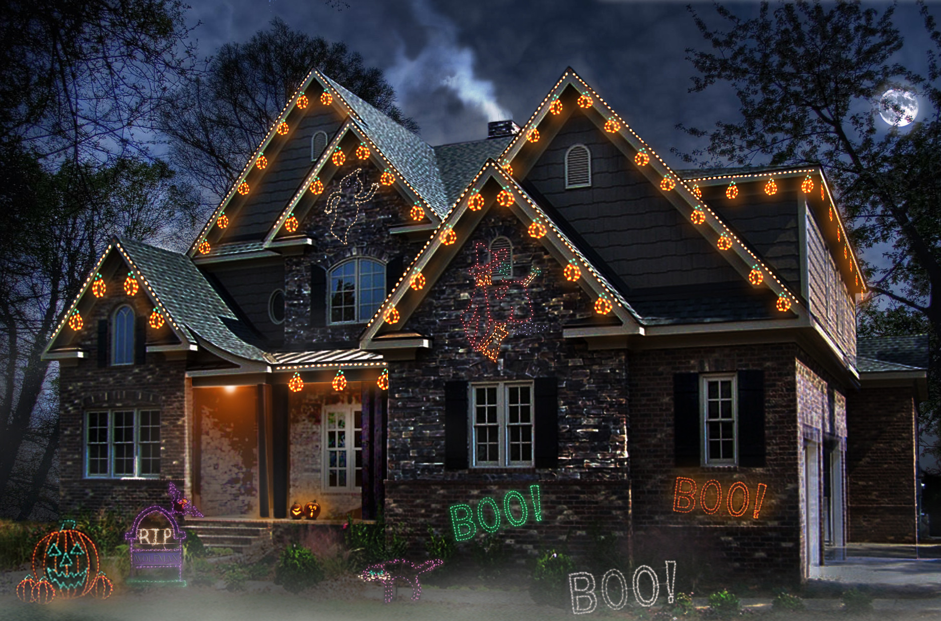 Outdoor Halloween Lights
 Lights for Halloween A Frightfully Good Idea No Fuss