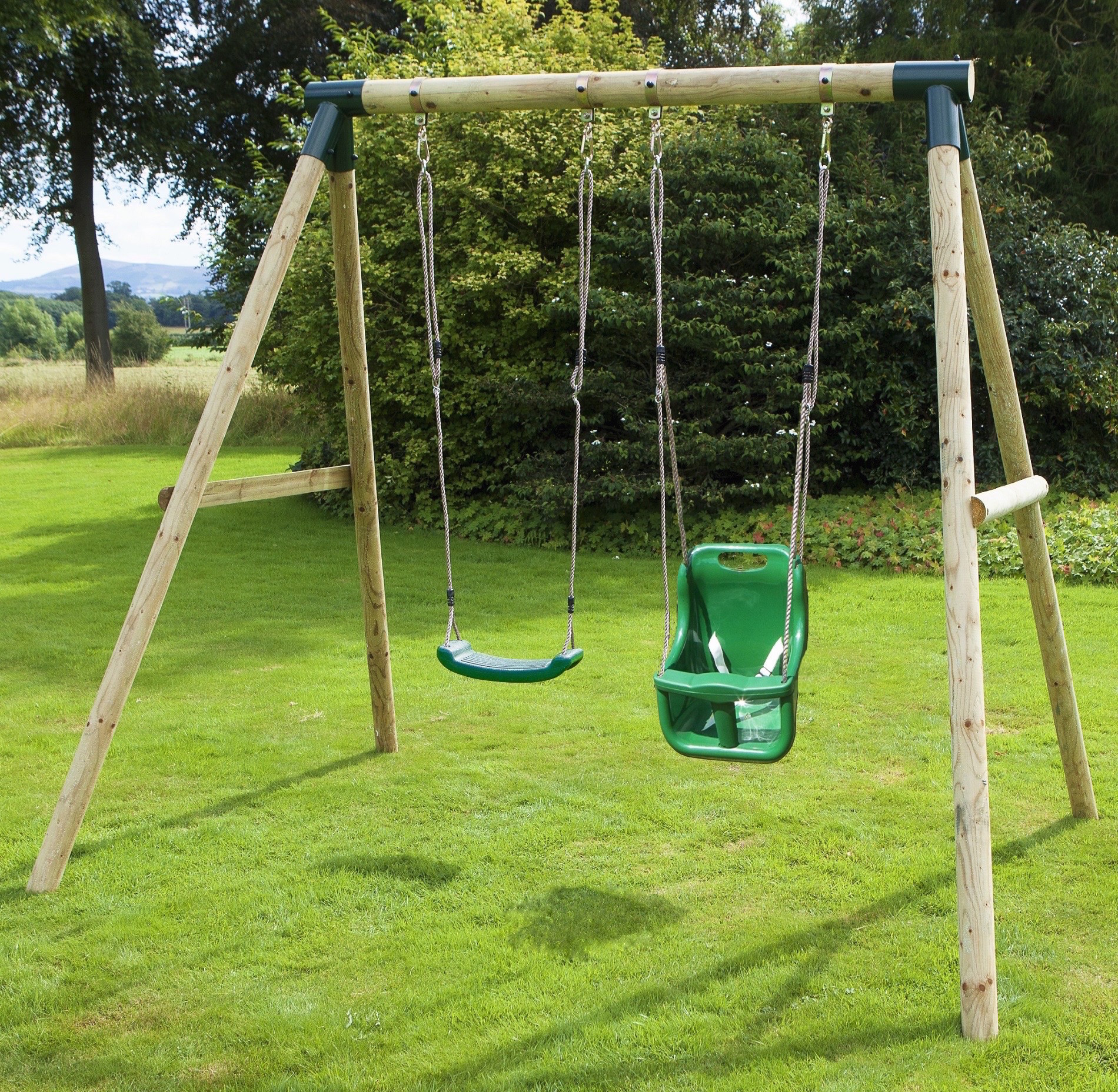Outdoor Kids Swing
 Rebo Children s Wooden Garden Swing Sets Single Baby