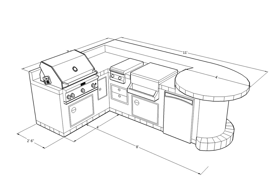 outdoor kitchen design dimensions