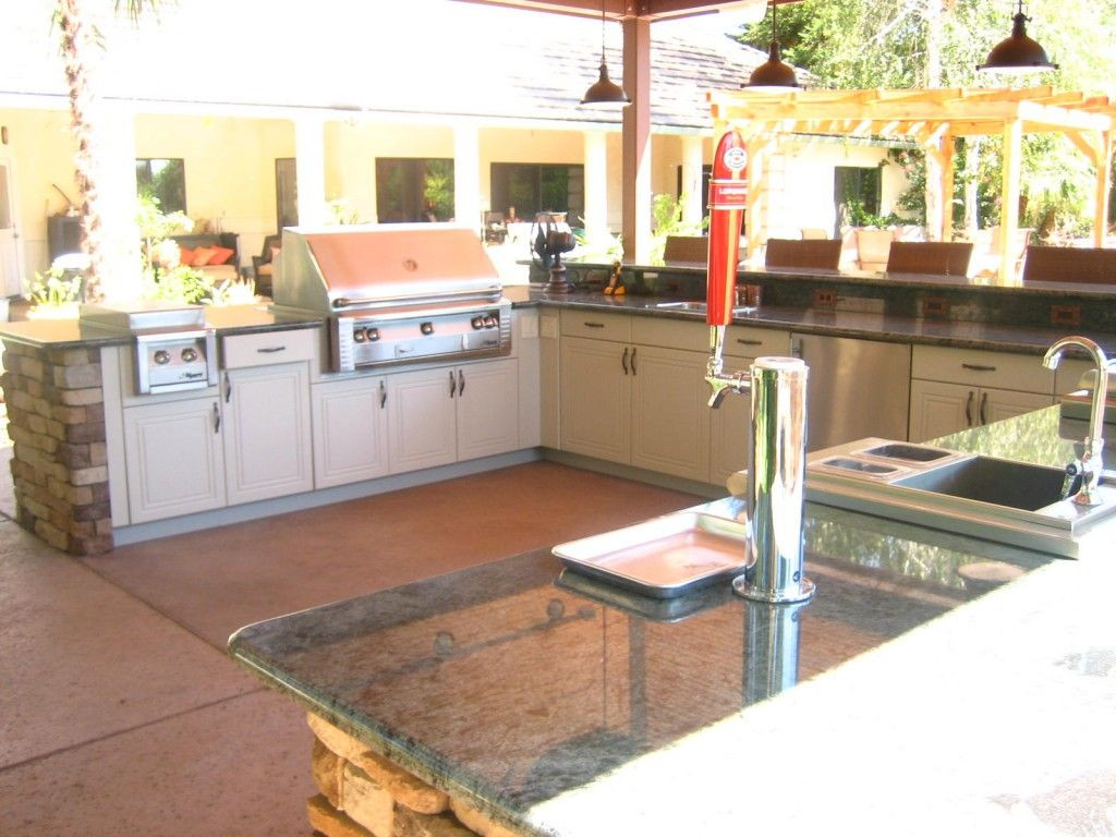 Outdoor Kitchen Kegerator
 Built in grill and kegerator From Soleic Outdoor Kitchens