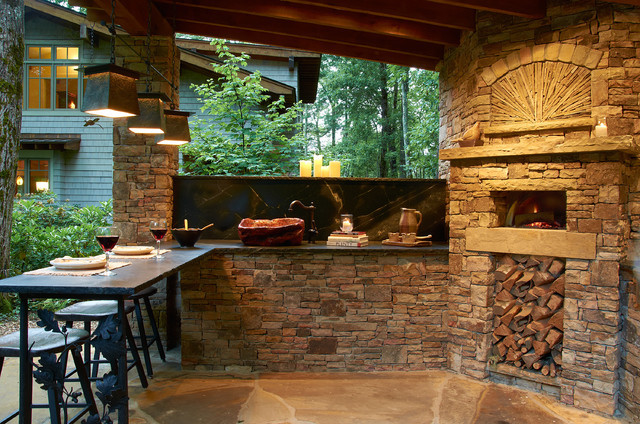 Outdoor Kitchen Pizza Oven
 Outdoor Kitchen with Wood Burning Pizza Oven Rustic