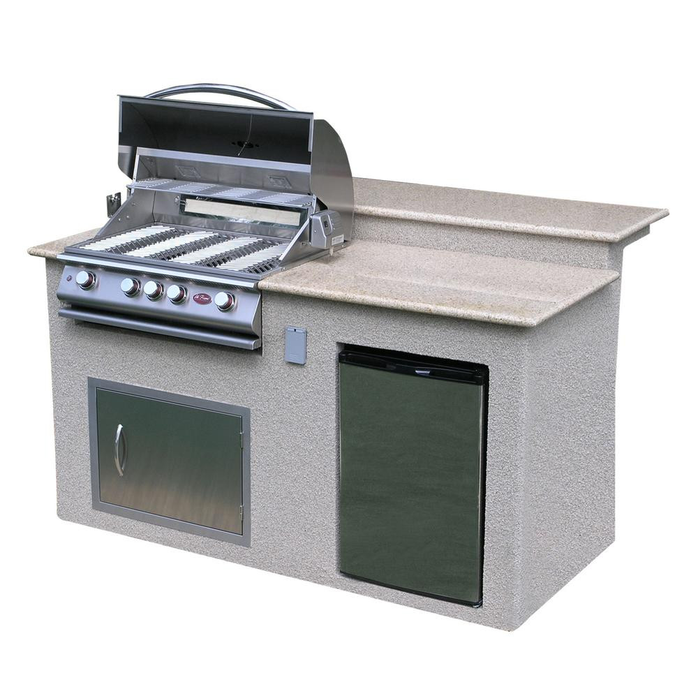 Outdoor Kitchen Refrigerator
 Cal Flame Outdoor Kitchen 4 Burner Barbecue Grill Island