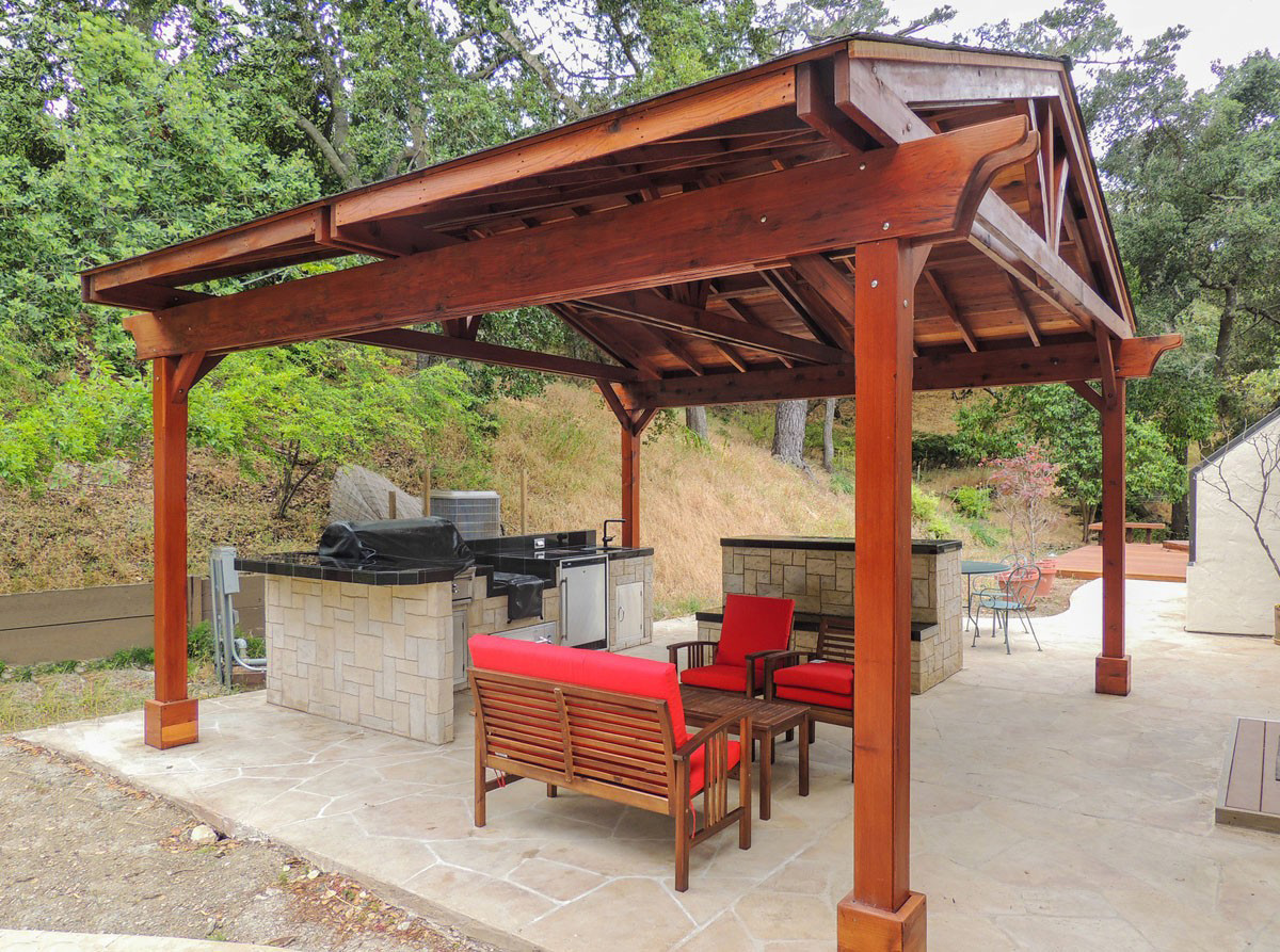 Outdoor Kitchen Roof
 Outdoor Kitchen Pavilion Redwood Pavilion Kit for Kitchens