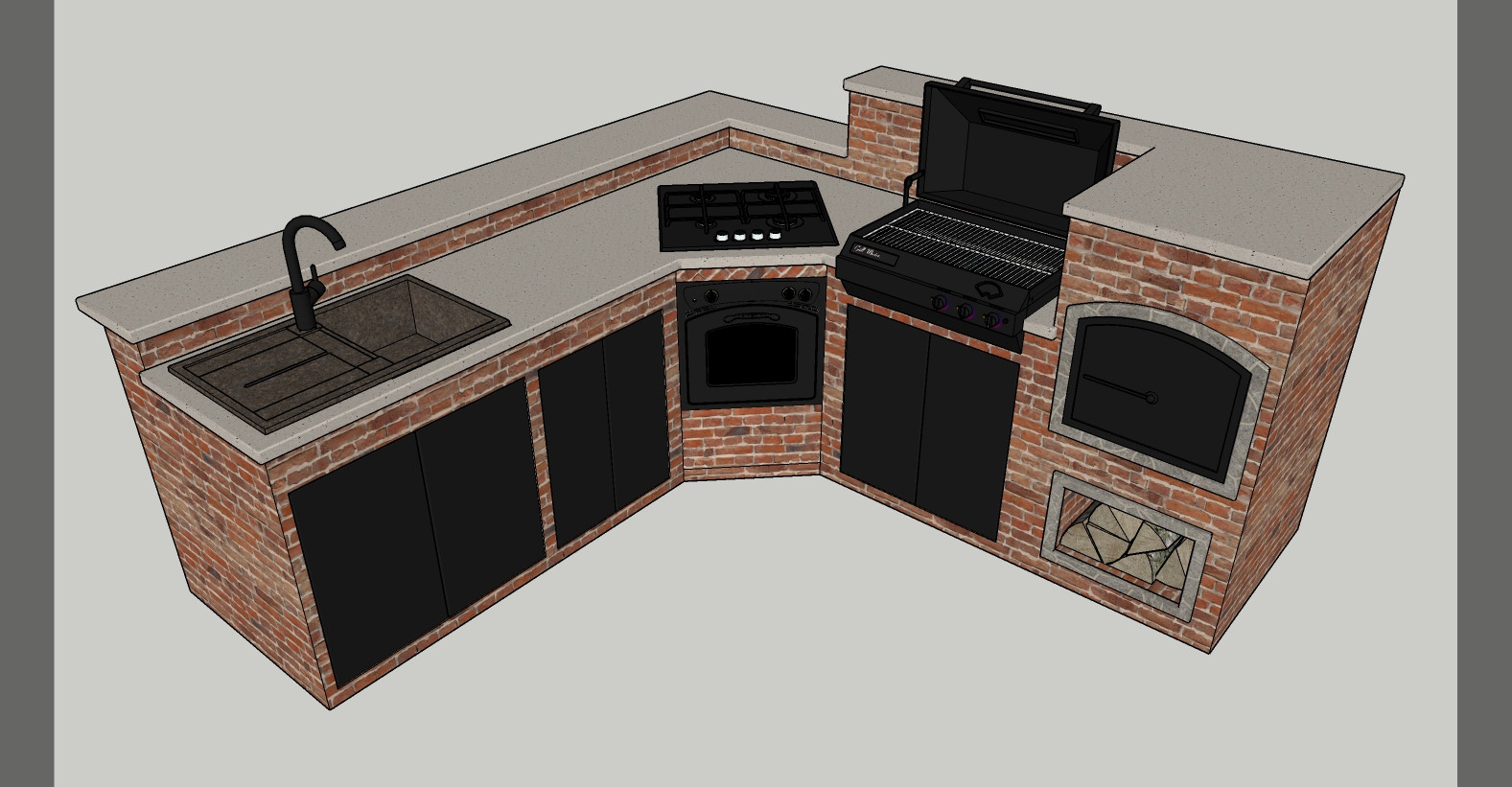 Outdoor Kitchen Sketchup
 Outdoor Kitchen With Pizza Oven 3D Model