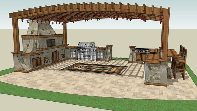 outdoor kitchen using sketchup