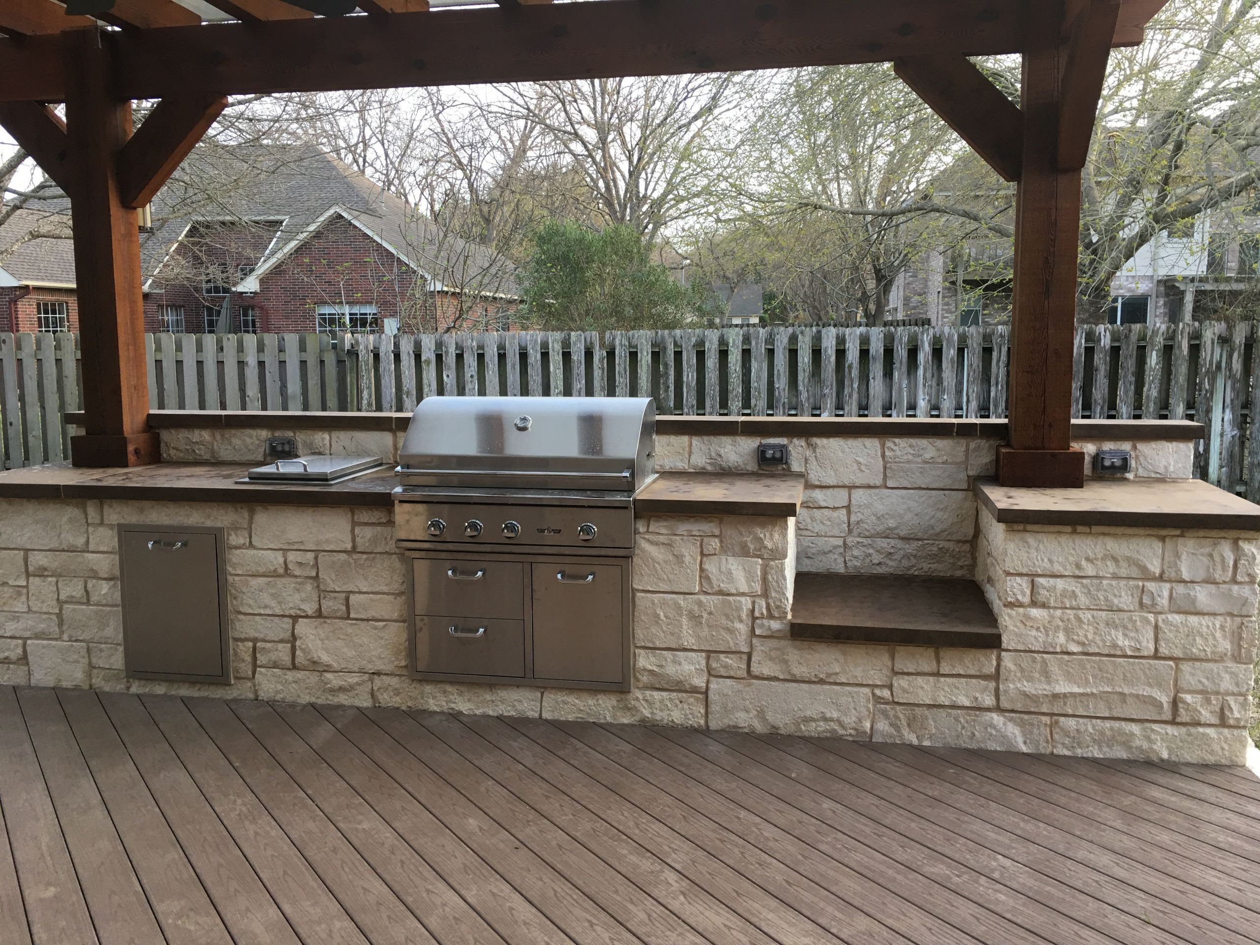 Outdoor Kitchen Under Deck
 Austin Decks Pergolas Covered Patios Porches more