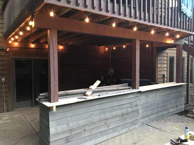 Outdoor Kitchen Under Deck
 DIY outdoor patio bar under deck in 2020
