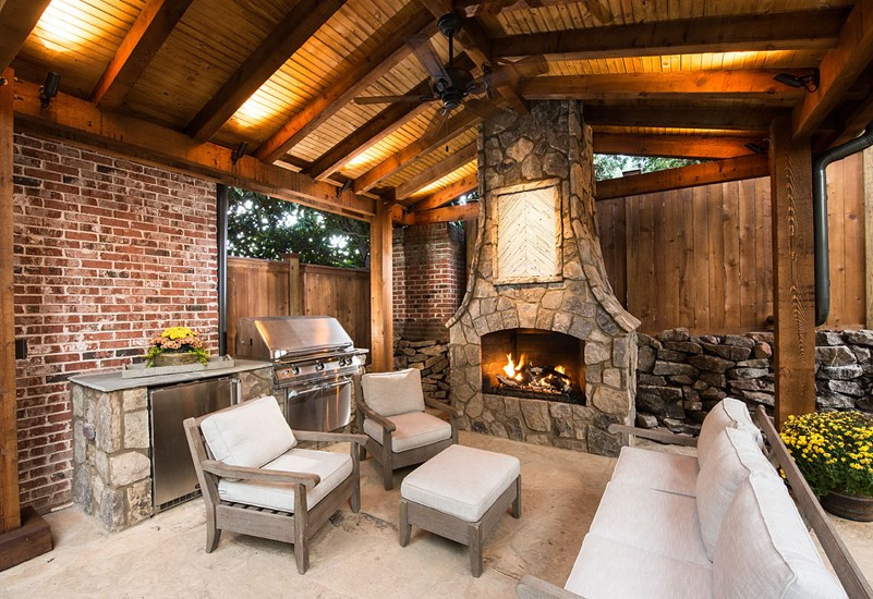 Outdoor Kitchens With Fireplace
 Custom created outdoor kitchens of stone brick and
