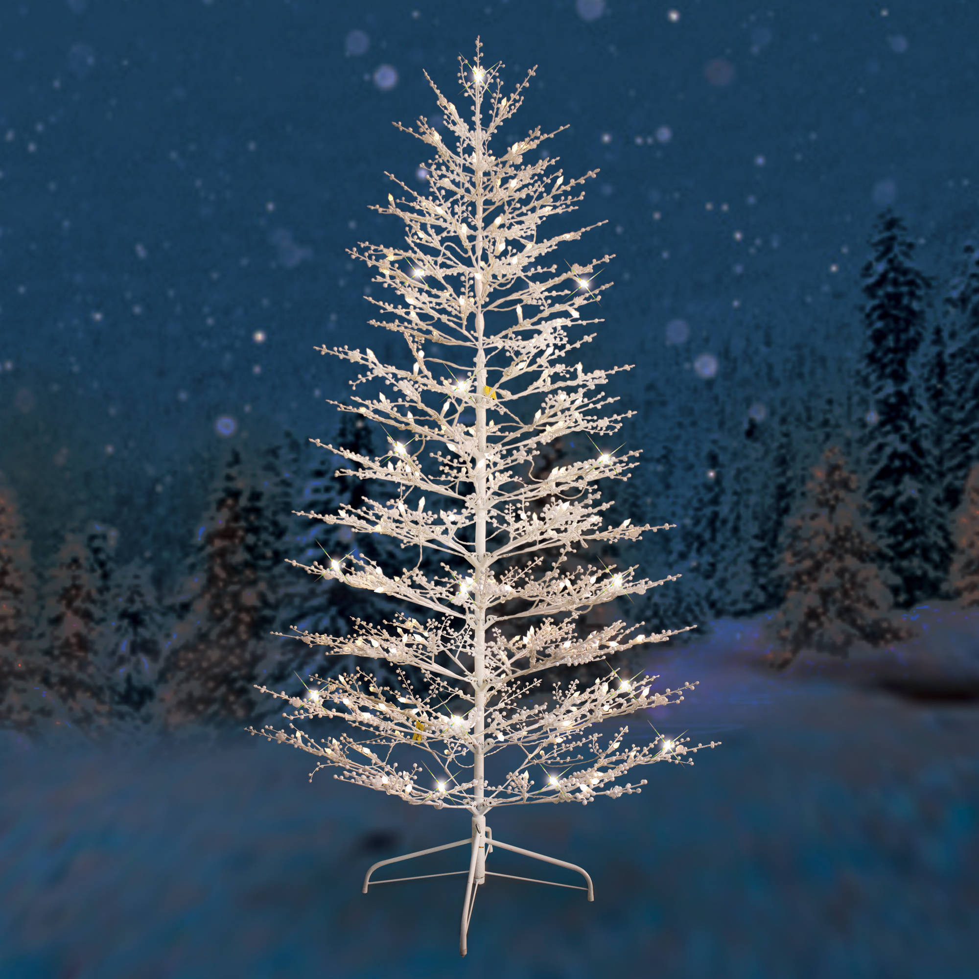 Outdoor Pre Lit Christmas Tree
 GE Pre Lit 7 White Winterberry Artificial Christmas Tree