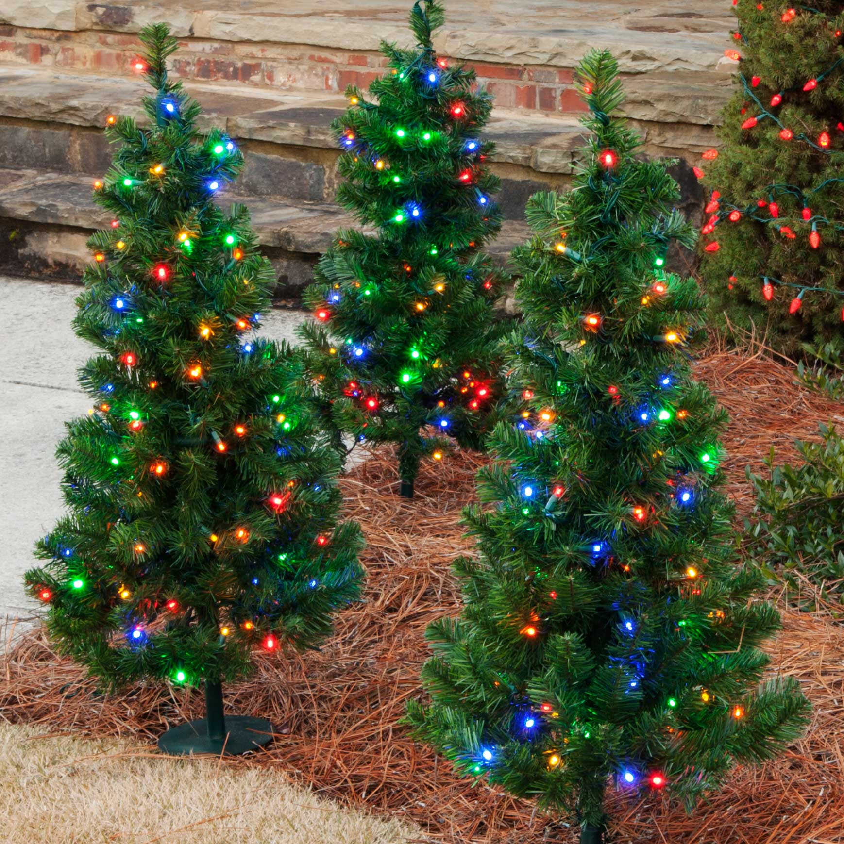 Outdoor Pre Lit Christmas Tree
 Outdoor Decorations 3 Walkway Pre Lit Winchester Fir