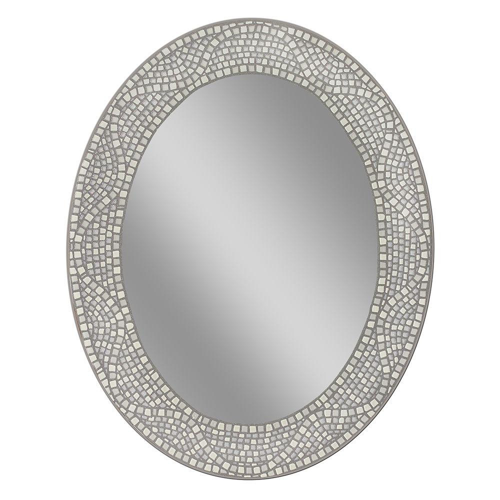 Oval Bathroom Mirror
 Deco Mirror 23 in x 29 in Opal Mosaic Oval Mirror 8179