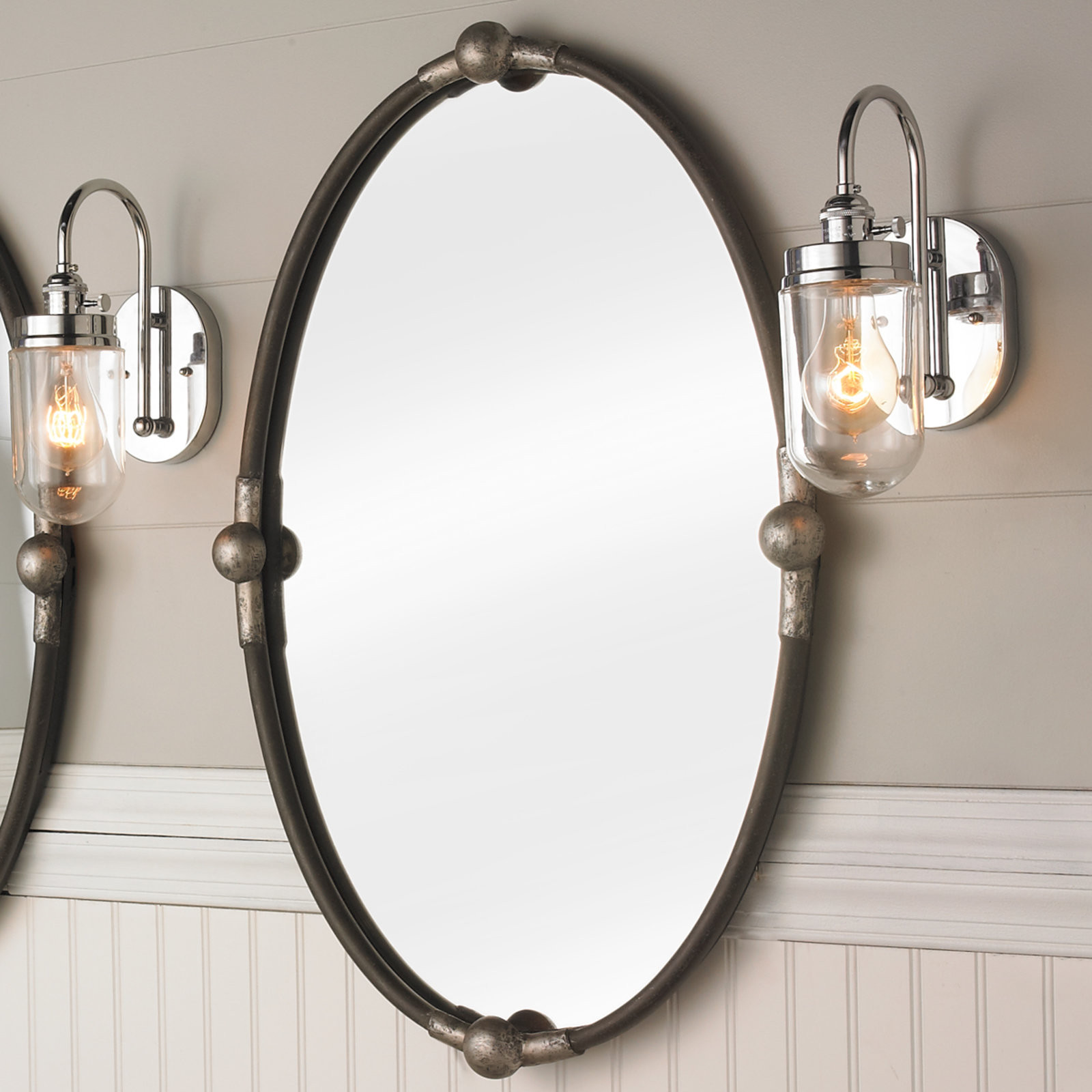 Oval Bathroom Mirror
 Silver Knob Oval Mirror Shades of Light