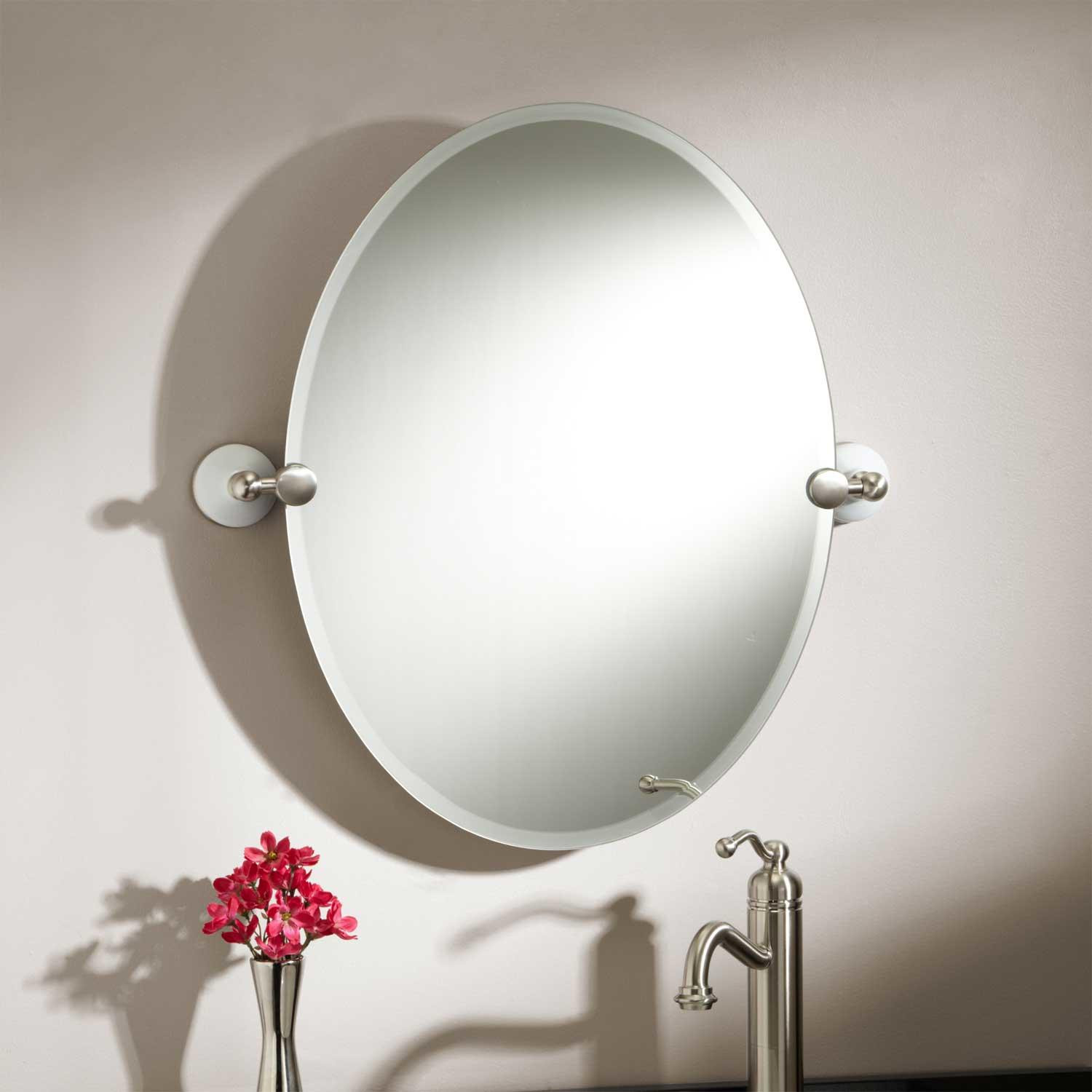 Oval Bathroom Mirror
 Signature Hardware 24" Houston Oval Tilting Mirror