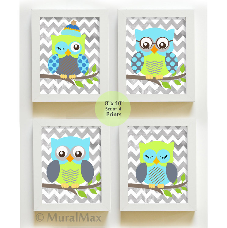 Owl Baby Decor
 Baby Room Decor Owl Decor Nursery art Set of 4 Prints