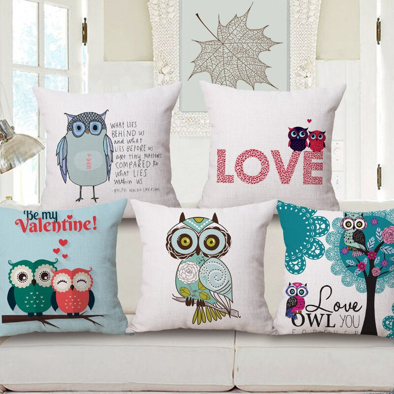 Owl Decor For Kids Room
 Cute cartoon owl pillow cover For kids room decor cotton