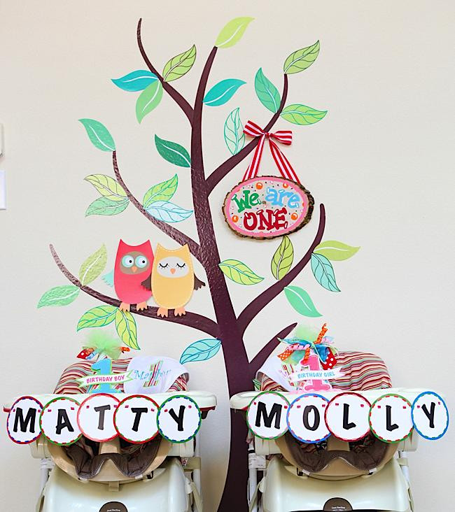 Owl First Birthday Decorations
 Kara s Party Ideas Twin Owls 1st Birthday Party